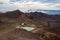 Landscape of tongariro with blue and green crater lakes in new zealand north island