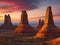 Landscape of towering rock formations with vibrant colors and unique shapes generated by Ai