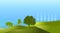 Landscape tree silhouette hills vector background