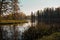 landscape trees park lake water reflection sunlight autumn day