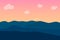 Landscape twilight of mountain with pink sky and sun