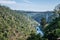 Landscape with two bridges, highway bridge and Philippine stone bridge crossing the ZÃªzere river, PedrogÃ£o Grande PORTUGAL