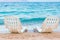 Landscape of Two Lonely beachchairs near the sea