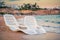 Landscape of Two Lonely beachchairs near the sea