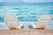 Landscape of Two Lonely beachchairs near the sea