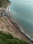 Landscape with two trains and sea, top view