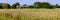 landscape, uncultivated countryside with uninhabited farmhouse used as a warehouse.