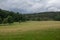 Landscape under rainy cloudscape of Wildpark of Han-Sur-Lesse, Belgium