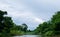 Landscape upstream of Ping river with blue sky in the countryside. Chiang Dao ,Chiang Mai ,Thailand.