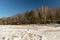 Landscape with Veczemju cliffs, which are the most impressive and colorful group of sandstone cliffs on the coast of Vidzeme, ice