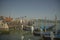 Landscape of the Venetian lagoon with gondolas