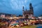 Landscape view of the ancient historic monument of Charminar in the evening at twilight in old