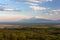 Landscape view of an Armenian village in the Ararat Valley with