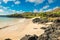 Landscape view of the beach at Punta Cormorant, Galapagos