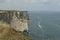 A landscape view of Bempton cliffs, where thousands of seabirds breed on the cliffs.