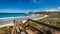 Landscape view of Blue Haven Beach near Esperance in Western Australia under a bright clear blue sky