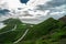 Landscape view of the Caribbean Sea and Atlantic Ocean looking south of St Kitts island from the top of Timothy Hill