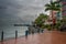 Landscape view of the Central promenade. Sandakan city, Borneo, Sabah, Malaysia