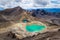 Landscape view of colorful Emerald lakes and volcanic landscape, NZ