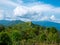 Landscape view of complex mountain with clear sky in the morning in northern of Thailand