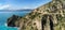 landscape view of the Costa di Maratea with a narrow and winding coastal highway in the cliffside