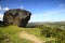 Landscape view of the cow and calf rocks at Ilkley moor