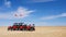 Landscape view of Dachaidan Wusute Water Yadan Geological park and Jeep cars i in Qinghai China