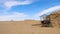 Landscape view of Dachaidan Wusute Water Yadan Geological park and retro cart in Qinghai China