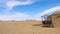 Landscape view of Dachaidan Wusute Water Yadan Geological park and retro cart in Qinghai China