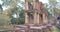 Landscape view of demolished stone architecture at Preah Khan temple Angkor Wat complex, Siem Reap Cambodia. A popular tourist