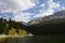 Landscape view of the Dolomites mountains and Lake Misurina, Italy