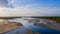 Landscape view of the drying river Vistula near Warsaw