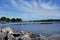 Landscape view of flooded shoreline of Sturgeon Bay, Wisconsin