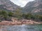 Landscape view of Freycinet Peninsula,Tasmania cliffs bay by water, Australia