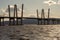 Landscape view of the Governor Mario M. Cuomo Bridge spanning the Hudson River at sunset