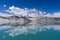 Landscape view high land lake and reflection with clear blue sky, Xinjiang