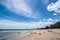 Landscape view of huahin beach with endless horizon at Prachuap Khiri Khan thaailand.