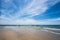 Landscape view of huahin beach with endless horizon at Prachuap Khiri Khan thaailand