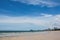 Landscape view of huahin beach with endless horizon at Prachuap Khiri Khan thailand.