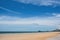 Landscape view of huahin beach with endless horizon at Prachuap Khiri Khan thailand.