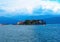 Landscape, view with Isola Bella, Island on Maggiore lake, alps, Stresa, Italy