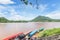 Landscape view of Kaeng Khut Khu in Mekong river with mountain background at Chiang Khan, Loei ,Thailand