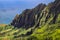 Landscape view of Kalalau valley cliffs at Na Pali coast