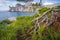 Landscape view of Karaul-Oba mountain and Blue bay in Crimea, New Light resort, Russian Federation