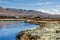 Landscape view in Laguna Nimez during golden hour. Exotic colors