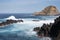 Landscape view of Madeira island wonderful coast in Porto Moniz