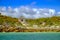 Landscape view of Mayan ruins at the beach of Tulum