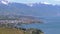 Landscape view of Montreux city with Swiss Alps, lake Geneva and vineyard. Switzerland