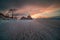 Landscape view of the mountain Shamanka cape in sunset sky