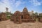 Landscape View of Mukteshvara Temple with blue sky.10th-century Hindu temple dedicated to Shiva located in Bhubaneswar, Odisha,